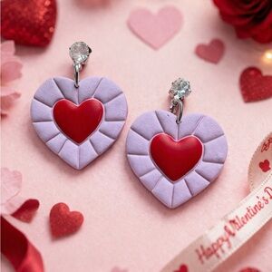 Heart Drop Valentine’s Day Handmade Polymer Clay Earrings - Women Jewelry